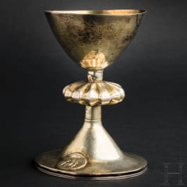 A Gothic German silver gilt communion chalice, probably 15th century