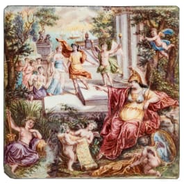 A finely enamelled plaque with ancient scenery, probably Augsburg, 18th century