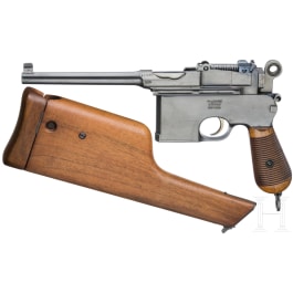 A Mauser C 96, "Late Flatside", USA, with shoulder stock