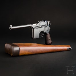 Mauser C 96 im Kaliber 9 mm Export, Small Ring Hammer in Sonderausführung, mit Kasten