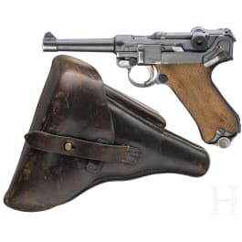 Pistole 06, DWM, P 08 Weimar Rework, Marine, Polizei Berlin, mit nummerngleicher Koffertasche