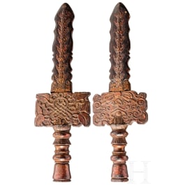 A pair of Chinese ceremonial polearms, 19th century