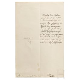 Kaiser Franz Joseph I. von Österreich - eigenhändige Antwort mit Paraphe, datiert "Schönbrunn, am 14. Mai 1913"