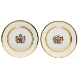 King Wilhelm I of Württemberg (1781 - 1864) - two KPM dessert plates with the royal coat-of-arms, circa 1816/17