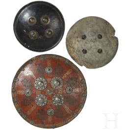 Three Indian leather shields, 19th century
