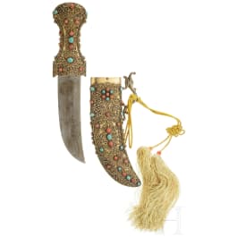 A Sino-Tibetan dagger in casket, 20th century