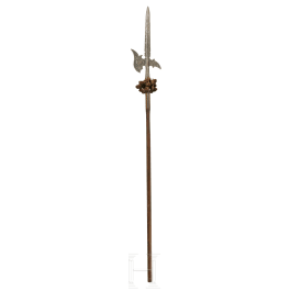 An etched bodyguard's halberd, collector's replica in the style of the 16th century