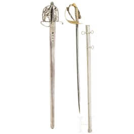 A miniature Highland officer's broadsword and an officer's sword M 1889