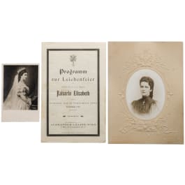 Kaiserin Elisabeth von Österreich - Programm zur Leichenfeier am 17.9.1898 sowie zwei Aufnahmen