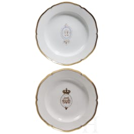 Emperor Wilhelm I - two KPM porcelain plates from the royal couple's service, circa 1861 - 1870
