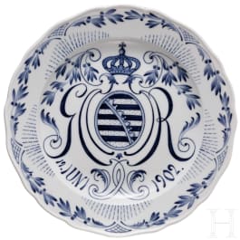 A Meissen commemorative plate to George, King of Saxony
