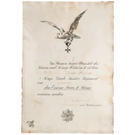 A large decorated certificate for the EK II to a Guards Fusilier