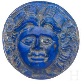 A Roman cameo with head of Medusa made of lapis lazuli, 3rd century A.D.
