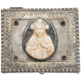 The lid of an early Byzantine silver reliquary with a cameo of Christ, 2nd half of the 5th - early 6th century