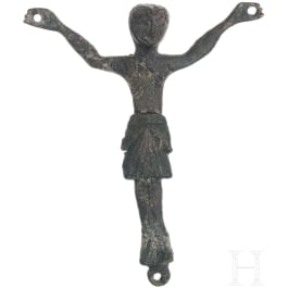A bronze figure of Christ from a Romanesque crucifix, 10th - 11th century