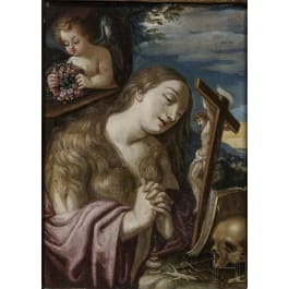 Büßende Maria Magdalena auf Kupfer, Flandern/Italien, 17. Jhdt.