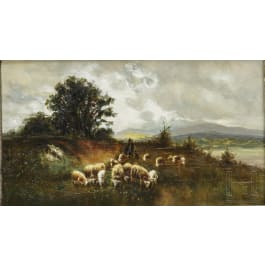 A shepherd at the river, Munich school, early 19th century