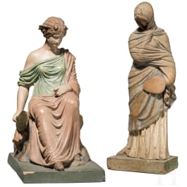 Two German replicas of Tanagra figures, circa 1900