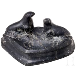 An Inuit bowl with walruses, 20th century