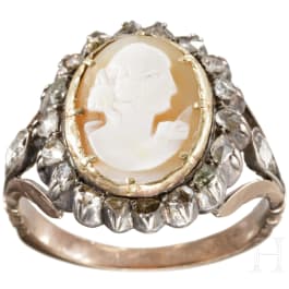 A silver and cameo ring, circa 1880