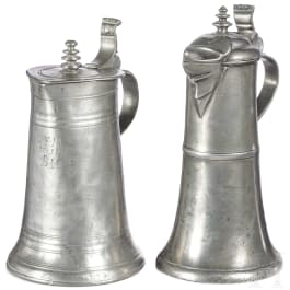 Two South German pewter jugs, 18th century