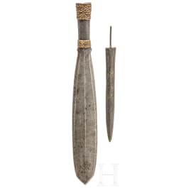 A machete with rattan handle and a kris blade, Borneo, circa 1900