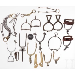 A collection of spurs and stirrups, 18th to 20th century