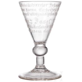 Kaiser Franz Joseph I. - Likörglas mit Geschenkinschrift, datiert 1847