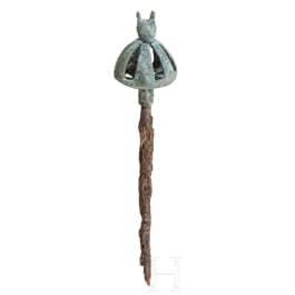 A Scythian stick attachment (rattle with animal head, probably predatory cat), 7th - 6th century B.C.
