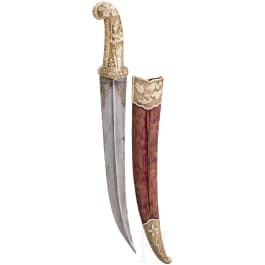 Gro&szlig;er, elfenbeinmontierter Kandschar, Indien, 1. H&auml;lfte 19. Jhdt.