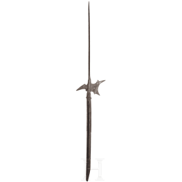 Helmbarte mit stark gek&uuml;rztem Schaft, deutsch, um 1600