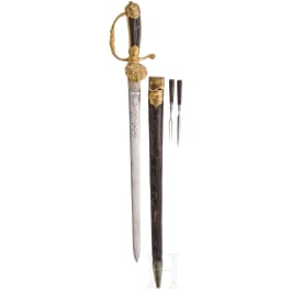 Vergoldeter Hirschf&auml;nger mit Scheide, Manberger in Frankfurt, um 1720