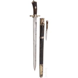 Gro&szlig;er silbermontierter Hirschf&auml;nger, deutsch, um 1800