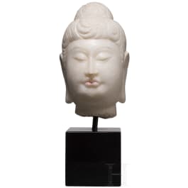 Kopf des Shakyamuni-Buddhas aus Marmor, China, Tang-Dynastie