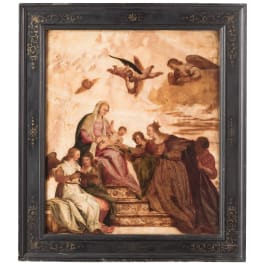 Die mystische Verm&auml;hlung der Hl. Katharina auf Marmortafel, fl&auml;misch, um 1620