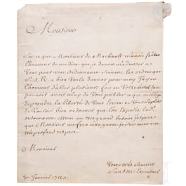 Scharfrichter Charles Sanson - Brief vom 30.1.1720