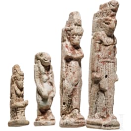 Four faience amulets with depictions of deities, Late Period, mid 1st millennium B.C.