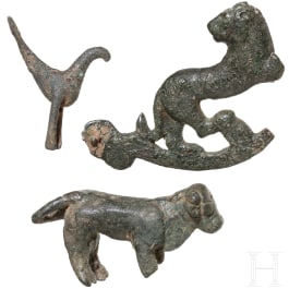 Three ancient Greek and Roman bronze animal sculptures, 7th century B.C. - 3rd century A.D.