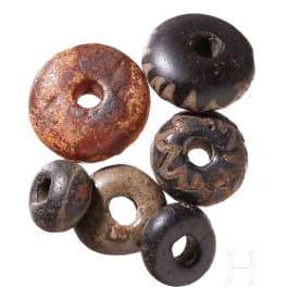 Six prehistoric and early historical beads including four Germanic beads from the 5th - early 6th century