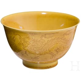 A yellow-glazed dragon cup with Yongzheng mark, probably of that period