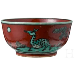 A Chinese red and green glazed cup with Longqing six-character mark, probably 19th century