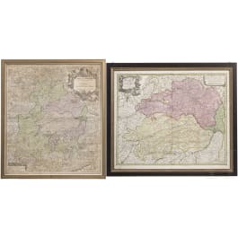 Two German maps of Bavaria and Lower Bavaria, Augsburg/N&uuml;rnberg, 1st half of the 18th century