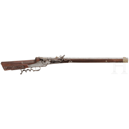 A wheellock rifle, collector's replica in 17th century style using some old parts