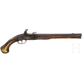 A long German flintlock pistol by Christoph Joseph Frey in Munich, circa 1730