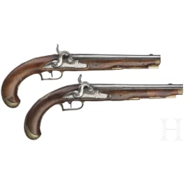 A pair of French percussion pistols, circa 1760