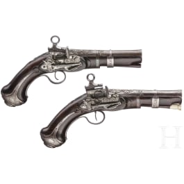 A pair of chiselled Eibar luxury-miquelet-pistols, circa 1760