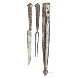 An Ottoman-Greek nielloed silver set of cutlery, circa 1700