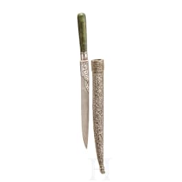 A silver mounted Ottoman bicak with stone handle, circa 1800