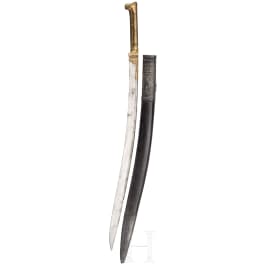 An Ottoman silver mounted and gold inlaid yatagan, dated 1805