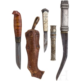 A Tibetan lothi, a Finnish puuko and an Arabic knife, circa 1900